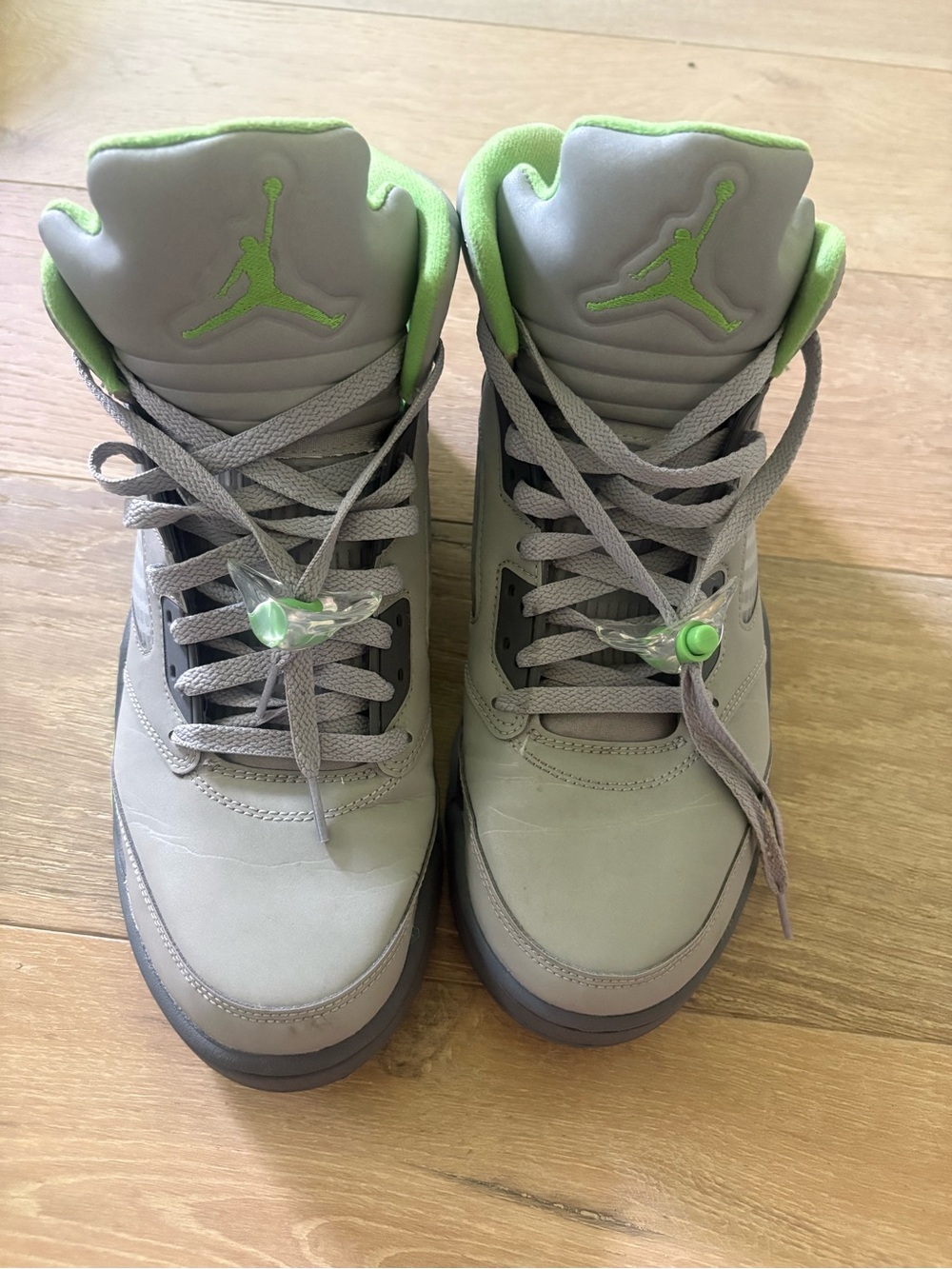 Air Jordan Grey & Lime Green Retro Sneakers